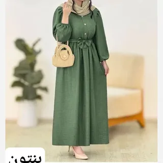 پیراهن بلند سه دکمه جنس شانتون