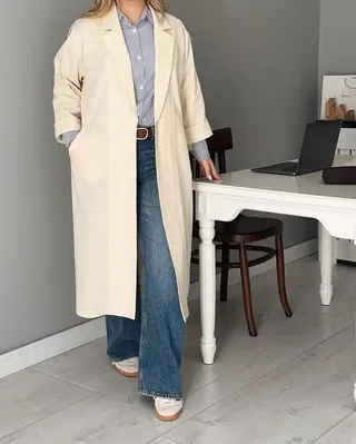 مانتو زنانه کرم نگار ندایی Negar Nedaei مدل Rona
