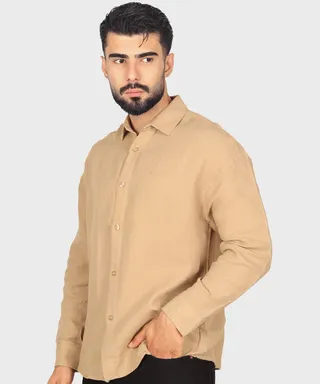 پیراهن لینن باکسی آستین بلند برند ماچینیست 0641