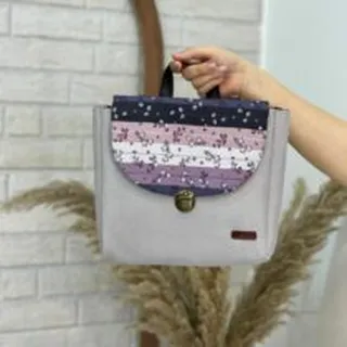 کیف گلدونه طرحدار طوسی