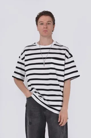 تیشرت آستین کوتاه راه راه