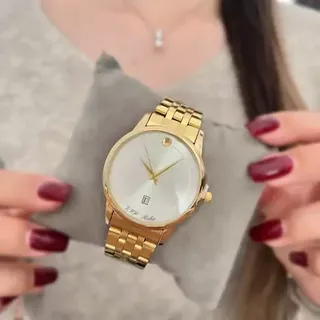 ساعت مچی مردانه مارک موادو movado  رنگ طلایی صفحه صدفی تقویم دار 