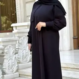 مانتو عبایی مشکی جنس الیزه درجه یک