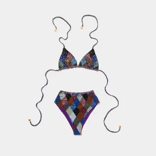 مایو زنانه لمه چند رنگ سنگدوزی هارلی کویین