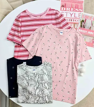 تیشرت طرح دار رنگی کد 4652