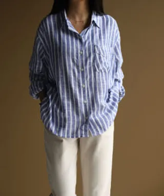 شومیز آبی راه راه C.6921 RMT H&M