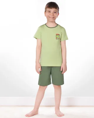 ست تیشرت و شلوارک خرسی پسرانه 1664 – زیتونى