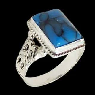 انگشتر نقره مردانه مدل سنگ فیروزه مصری رکاب اسپرت کد 874