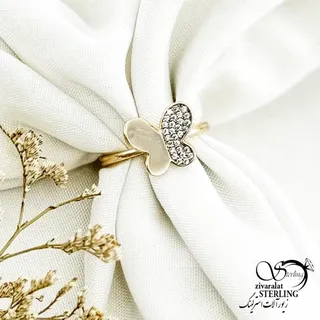 انگشتر ژوپینگ پروانه ای طرح طلا کد 14656