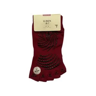 جوراب ورزشی زنانه مدل پیلاتس نیم انگشتی رنگ زرشکی