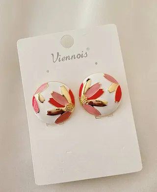 گوشواره گرد لوکس طرح گل (وینویز)