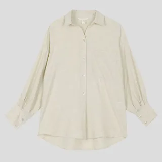 شومیز لینن آستین پیلی گندم اچ اند ام