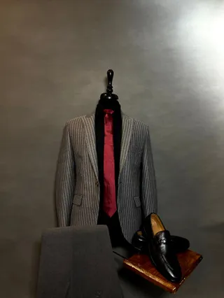 کت تک مردانه مدل راه راه طوسی تیره