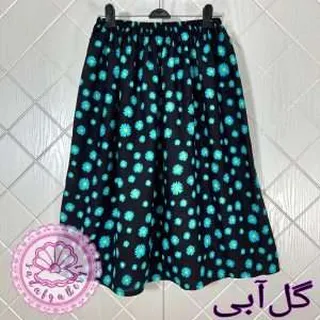 دامن نخی بابونه کوتاه زمینه مشکی در رنگبندی متنوع(کد1391)