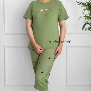 ست تیشرت و شلوارک زنانه طرح پرنده
