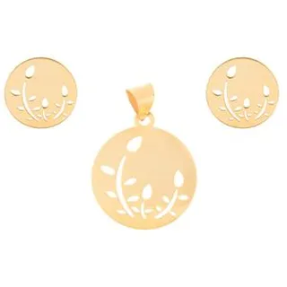 نیم ست طلا 18 عیار زنانه نیکان گلد مدل گل و گیاه 1122