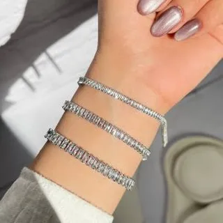 دستبند تنیسی نقره ای