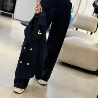 شلوار زنانه پیلی دار نیم بگ لینن رجحانی rojhani 2025