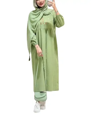 پیراهن زنانه سبز سدری کد 18724