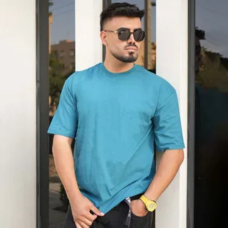 تیشرت بیسیک سبزآبی مردانه مدل Tarko