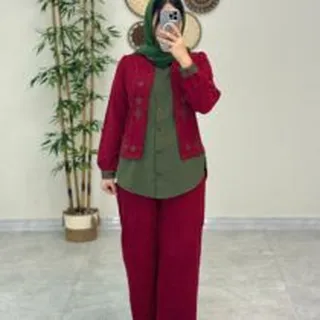 ست سه تیکه دل آوا پاییزه یشمی قرمز(دونه انازی)