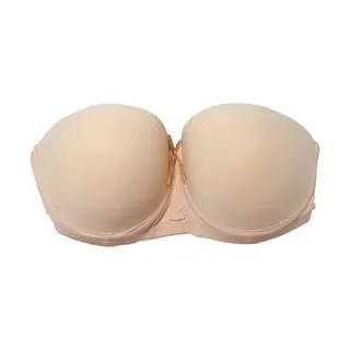 سوتین زنانه مدل دکلته اسفنجی پشت شیشه ای رنگ کرم