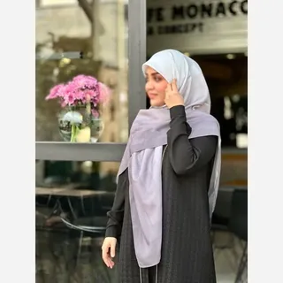روسری نخی طرح طیفی پله ای رنگ طوسی (کد11)
