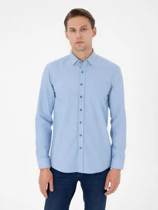 پیراهن آستین بلند مردانه آبی روشن پیرکاردین