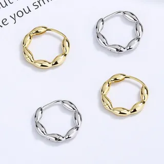 0037. گوشواره حلقه ای نقره مدل دانه لوبیایی