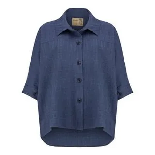 مانتو شومیزیزنانه السانا مدل شهگل کد 222605 رنگ آبی تیره