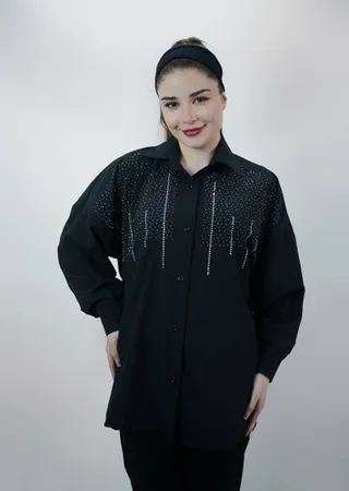 شومیز مانتویی کیمونو نگین آبشاری 71223