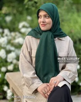 روسری لینن اعلا زمردی R9082