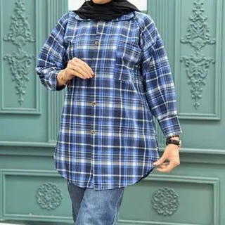 مانتو زنانه چهارخانه قواره دار کد 5429