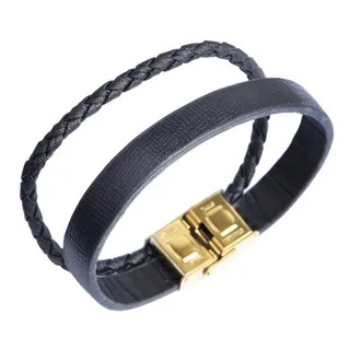 دستبند چرم 67 مشکی مونت بلانک