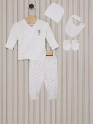 ست لباس نوزاد پسر کرم یو اس پولو