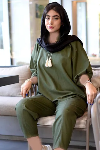 شومیز لنین جلو بسته رنگ سبز کد (7141)