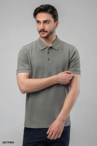 تیشرت یقه دار ژاکارد کلاسیک