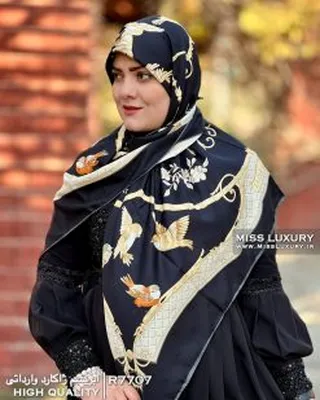 روسری مجلسی ابریشم ژاکارد وارداتی R7707