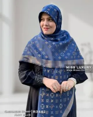 روسری کشمیر هفت رنگ سورمه ای R3442