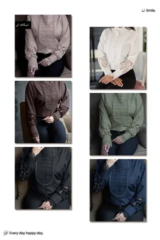 شومیز دلبر لوکس با دانتل دستدوز – طراحی کلاسیک و شیک برای تمام فصلها | ۶ رنگ + سه سایز مناسب ۳۶تا 56