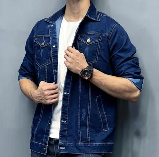 کت جین مردانه رنگ سرمه ای فول کش 2025