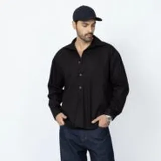 پیراهن آستین بلند کتان مشکی برند موهر | mouher