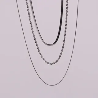 گردنبند سه لاین نقره ای استیل