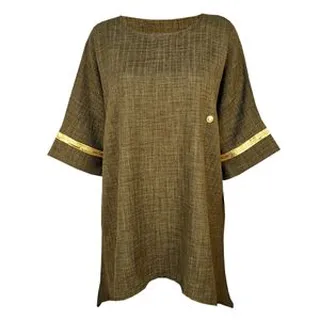 تونیک آستین سه ربع زنانه مدل شانتون  912 رنگ سبز زیتونی