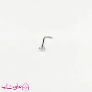 پیرسینگ بینی میخی نگین‌ دار سفید نقره ای کد 218