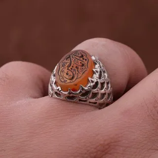 انگشتر عقیق یمنی نقش یاامام حسن اصل ( انگشتر نقره مردانه )