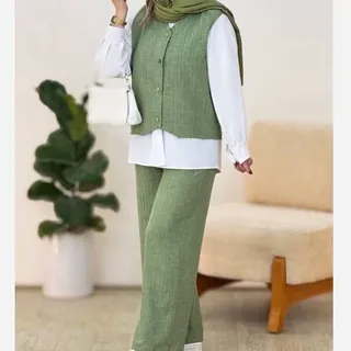 ست سه تیکه زنانه جلیقه و شومیز شلوار