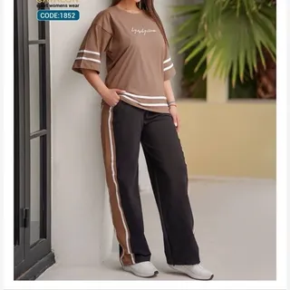ست تیشرت و شلوار اسلش  زنانه 