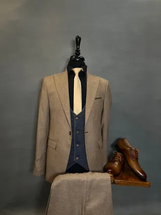 ست کت و شلوار و جلیقه دبل فیس سوزنی کد ۶۵۲