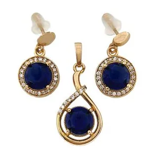 نیم ست طلا 18 عیار زنانه طلا و جواهرسازی افرا مدل یاقوت کبود ۳۹۲